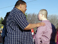 Big Budah was generous with his time.  In this picture,  he talks with student Damon A.