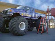 How do you take that first step to get into a Monster Truck?  The picture gives it away.