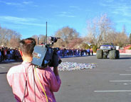 Fox 13 on the air as TH Bell Jr. High recycles aluminum with a monster truck.