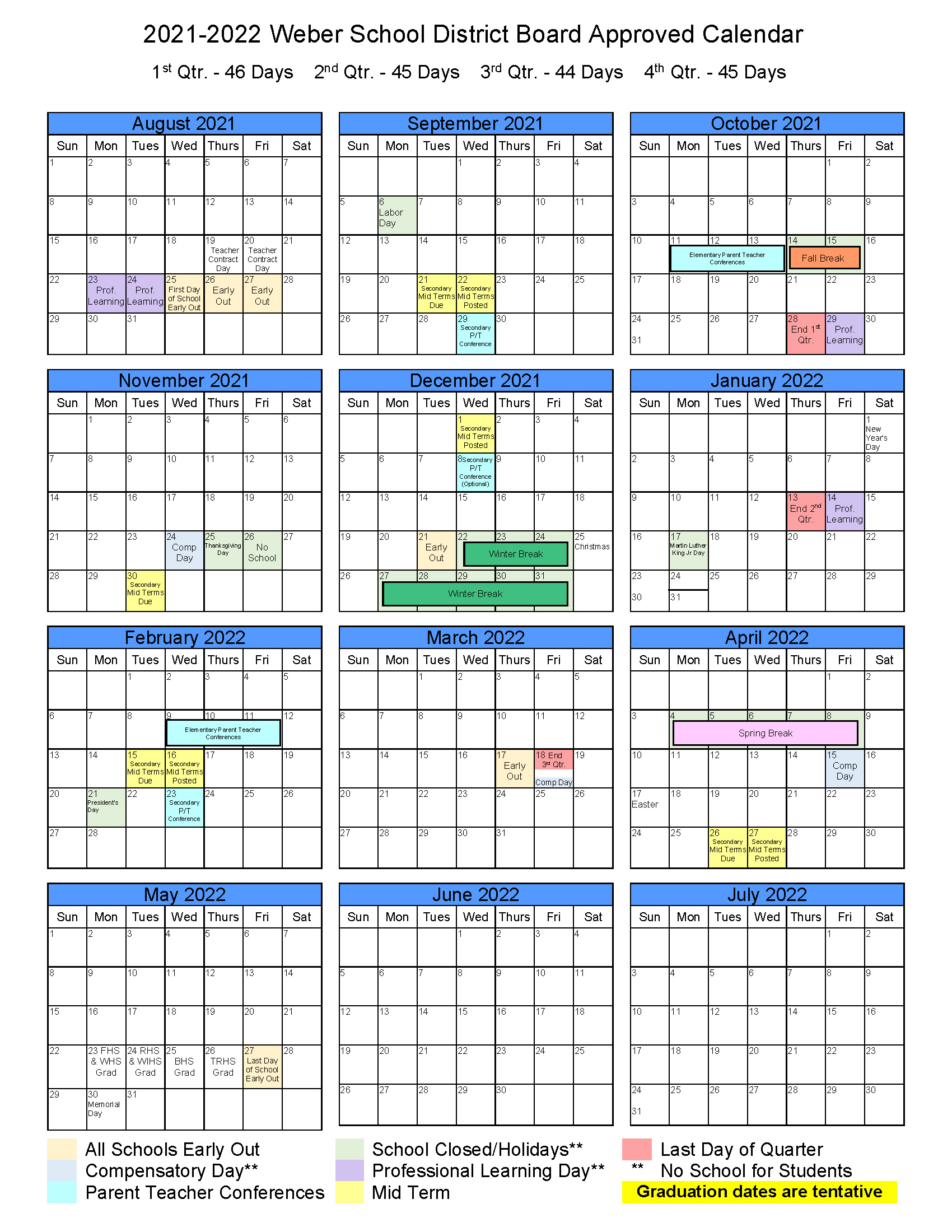 2021 22 Approved Calendar w Elem Sec Dates
